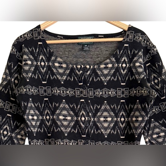 RALPH LAUREN COUNTRY Vintage Aztec Western Cowgirl Boho Rare Sweater Cardigan M - Picture 2 of 9